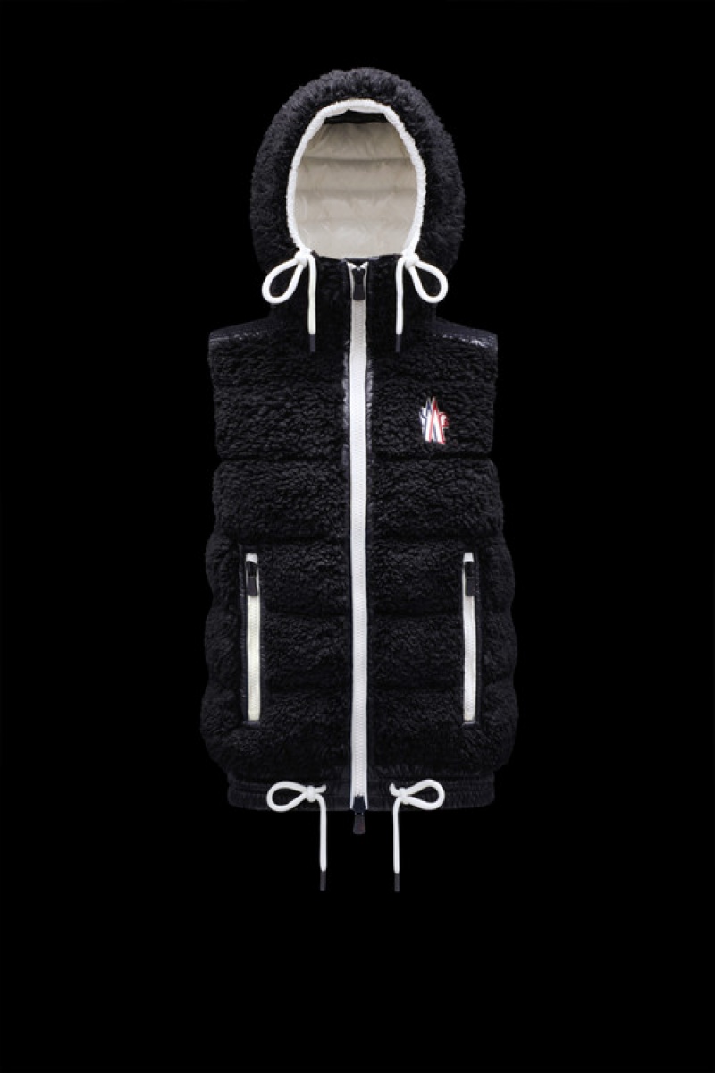 Chaleco de Plumas Moncler Teddy Mujer Negros | MOJS-76145