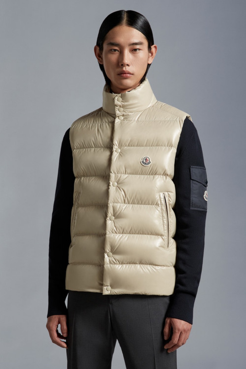 Chaleco de Plumas Moncler Tibb Hombre Beige | UWTE-20361