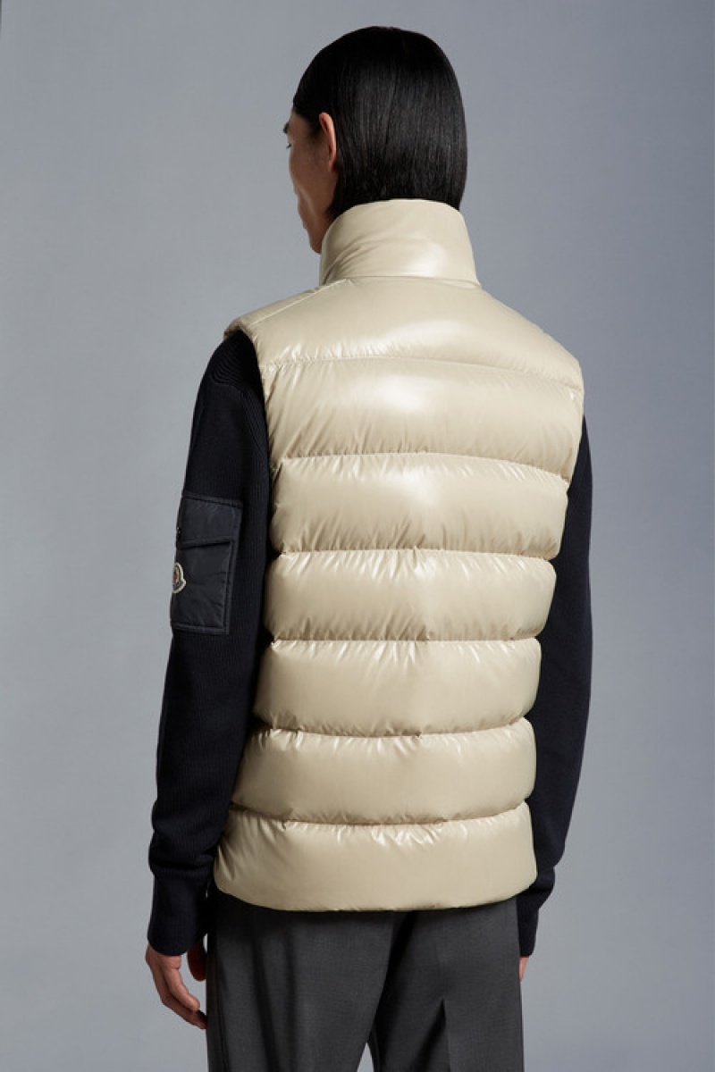 Chaleco de Plumas Moncler Tibb Hombre Beige | UWTE-20361