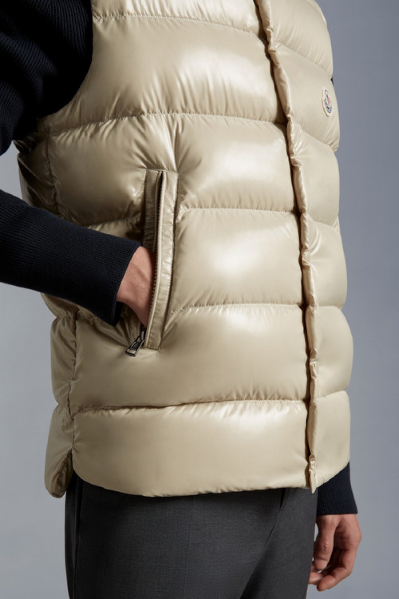 Chaleco de Plumas Moncler Tibb Hombre Beige | UWTE-20361