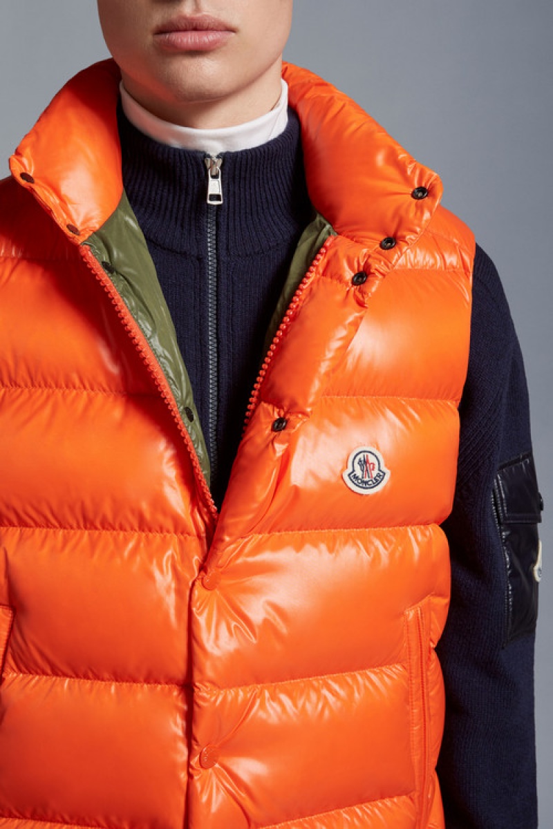 Chaleco de Plumas Moncler Tibb Hombre Naranjas | NTWZ-37561