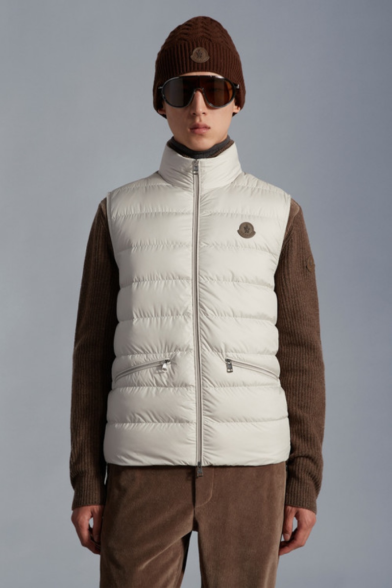 Chaleco de Plumas Moncler Treompan Hombre Blancos | QNCY-31469