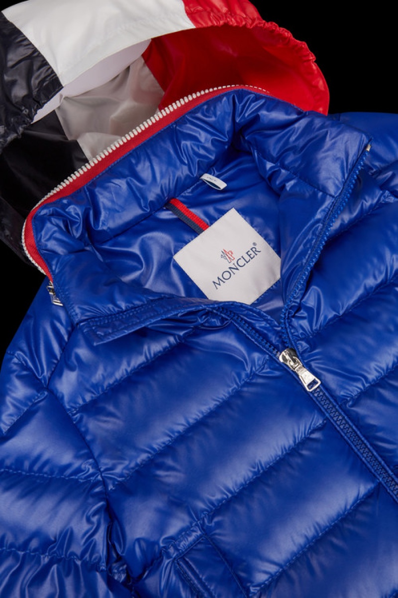 Chaquetas De Plumas Moncler Bourne Niño Azules | XQEB-69540