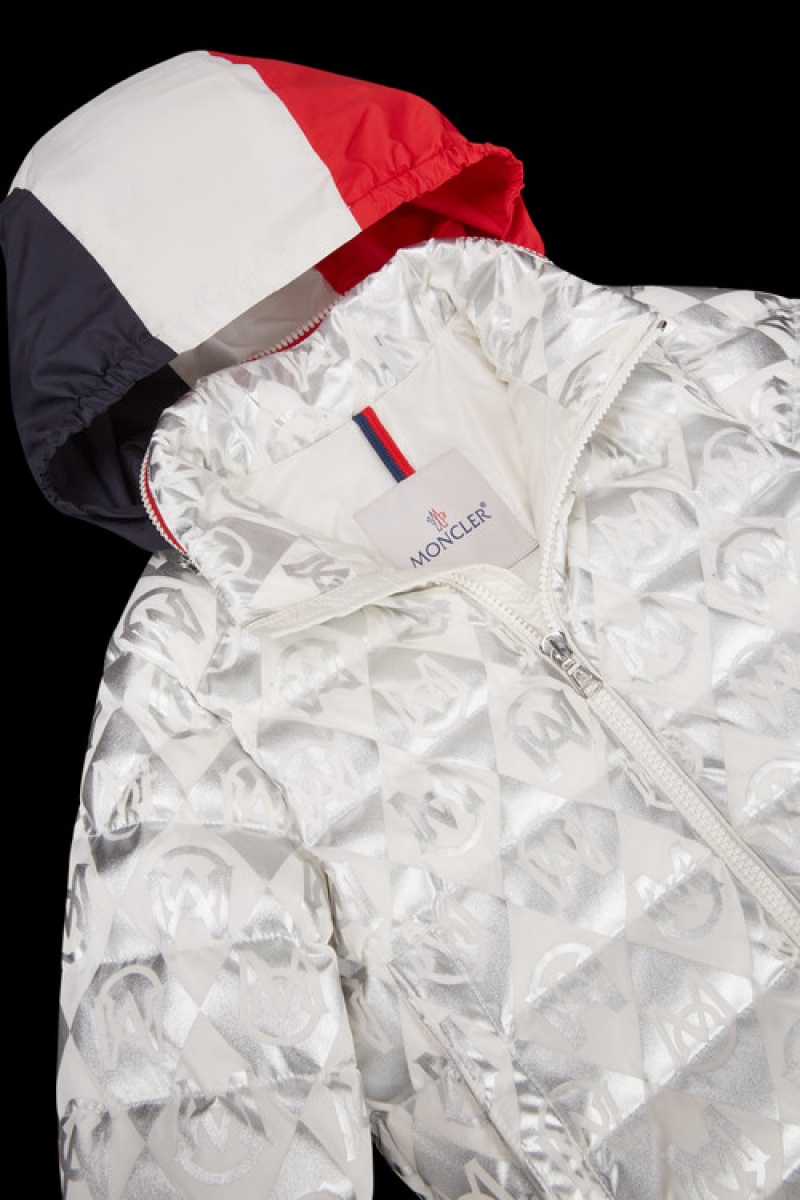 Chaquetas De Plumas Moncler Bourne Niño Grises Claro | RSFZ-16428