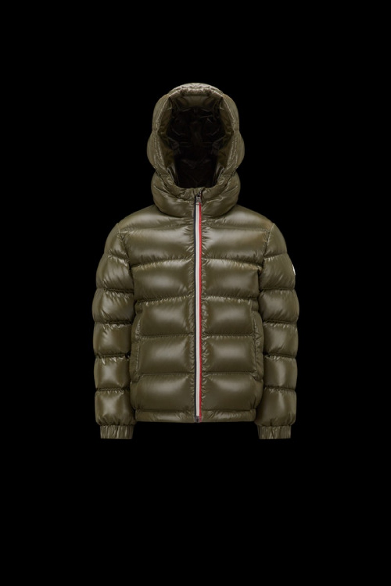 Chaquetas De Plumas Moncler New Aubert Niño Verdes Oscuro | WGJO-97315