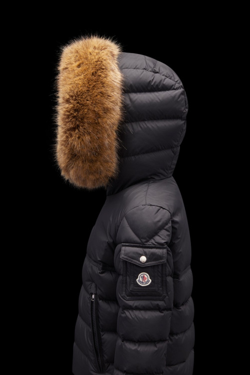 Chaquetas De Plumas Moncler New Byron Niño Negros | XYTZ-71340