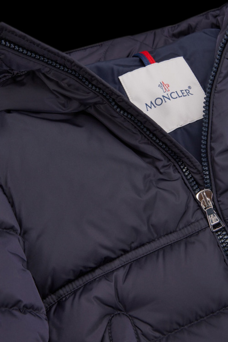 Chaquetas De Plumas Moncler New Byron Niño Azul Marino Azules | PYXW-05943