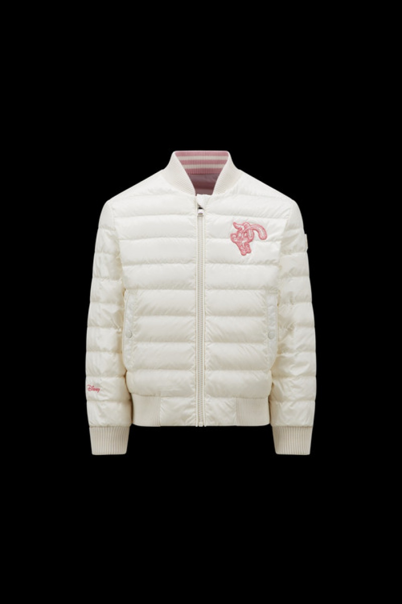 Chaquetas De Plumas Moncler Reversible Bomber Niña Blancos Rosas | PHNM-19247