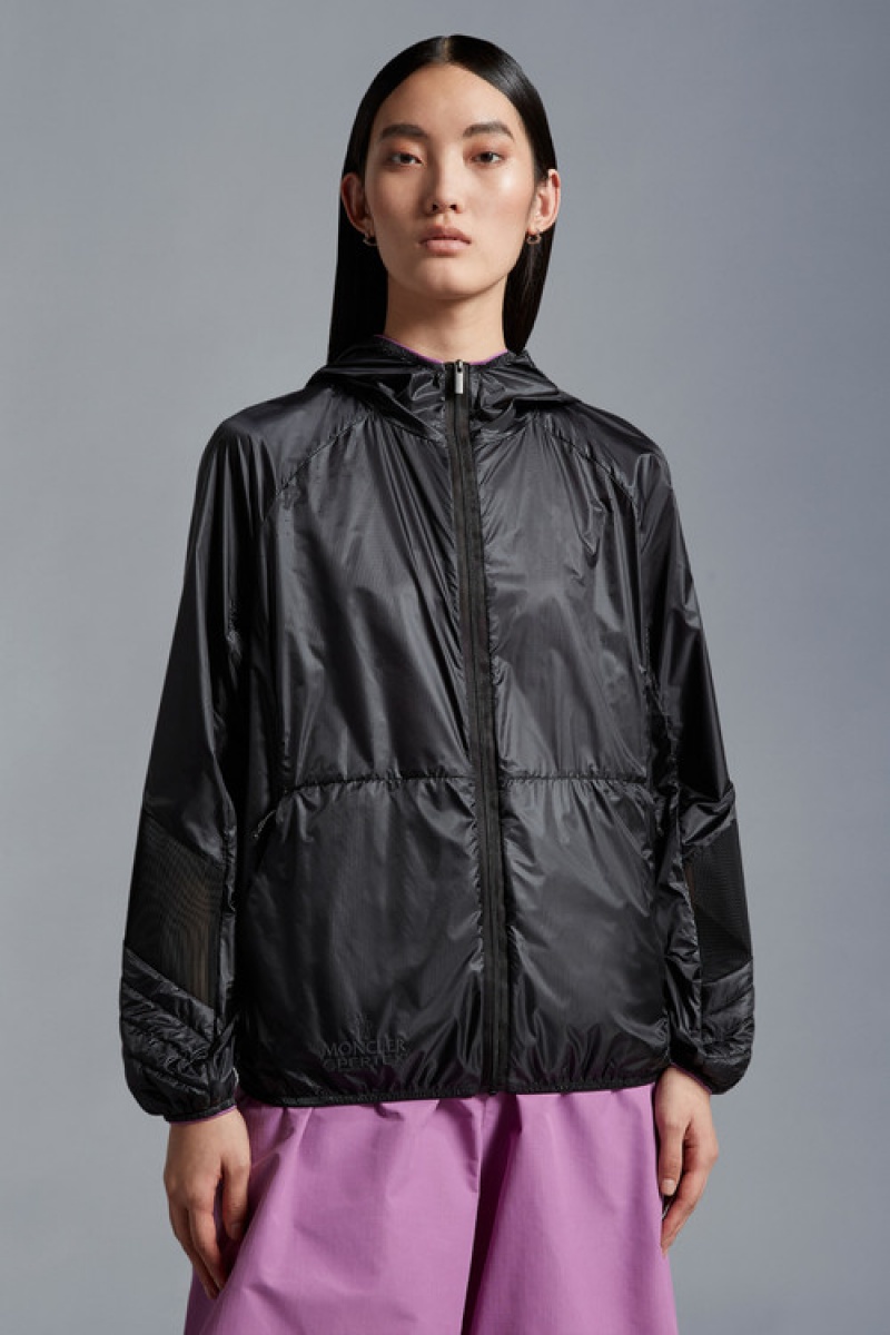 Cortavientos Moncler Nantua Encapuchado Mujer Negros | MBYP-21750