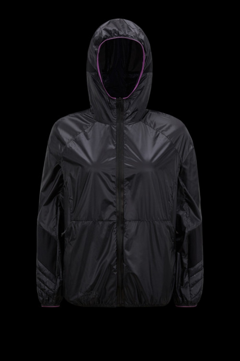 Cortavientos Moncler Nantua Encapuchado Mujer Negros | MBYP-21750