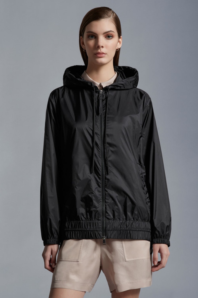 Cortavientos Moncler Pointu Encapuchado Mujer Negros | JNLA-32816