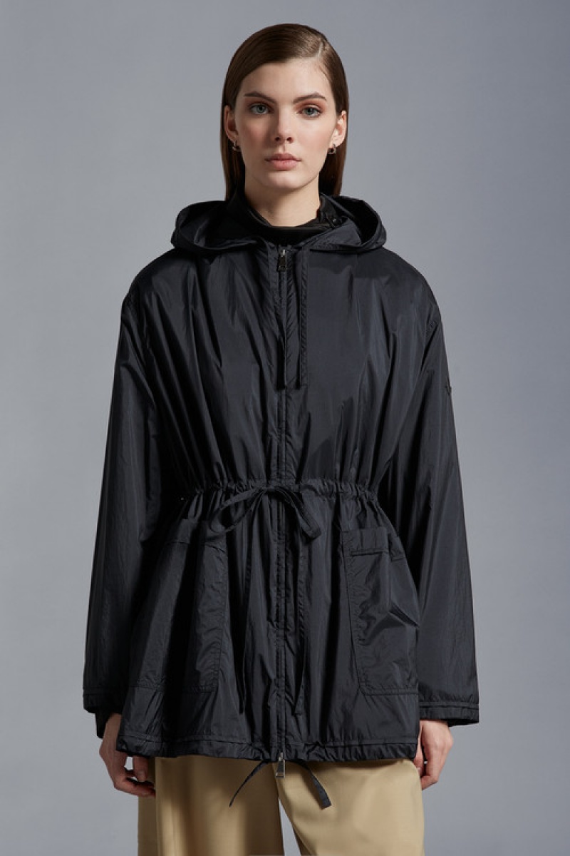 Cortavientos Moncler Suir Encapuchado Rain Mujer Negros | HQFR-15760