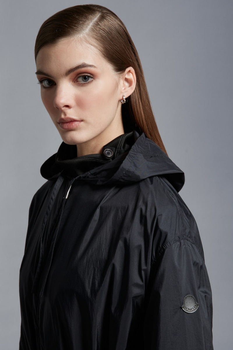 Cortavientos Moncler Suir Encapuchado Rain Mujer Negros | HQFR-15760