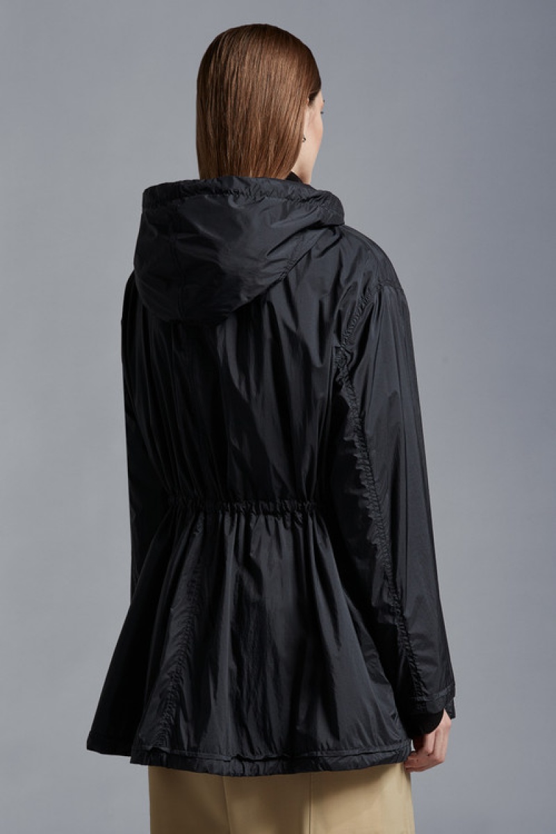 Cortavientos Moncler Suir Encapuchado Rain Mujer Negros | HQFR-15760