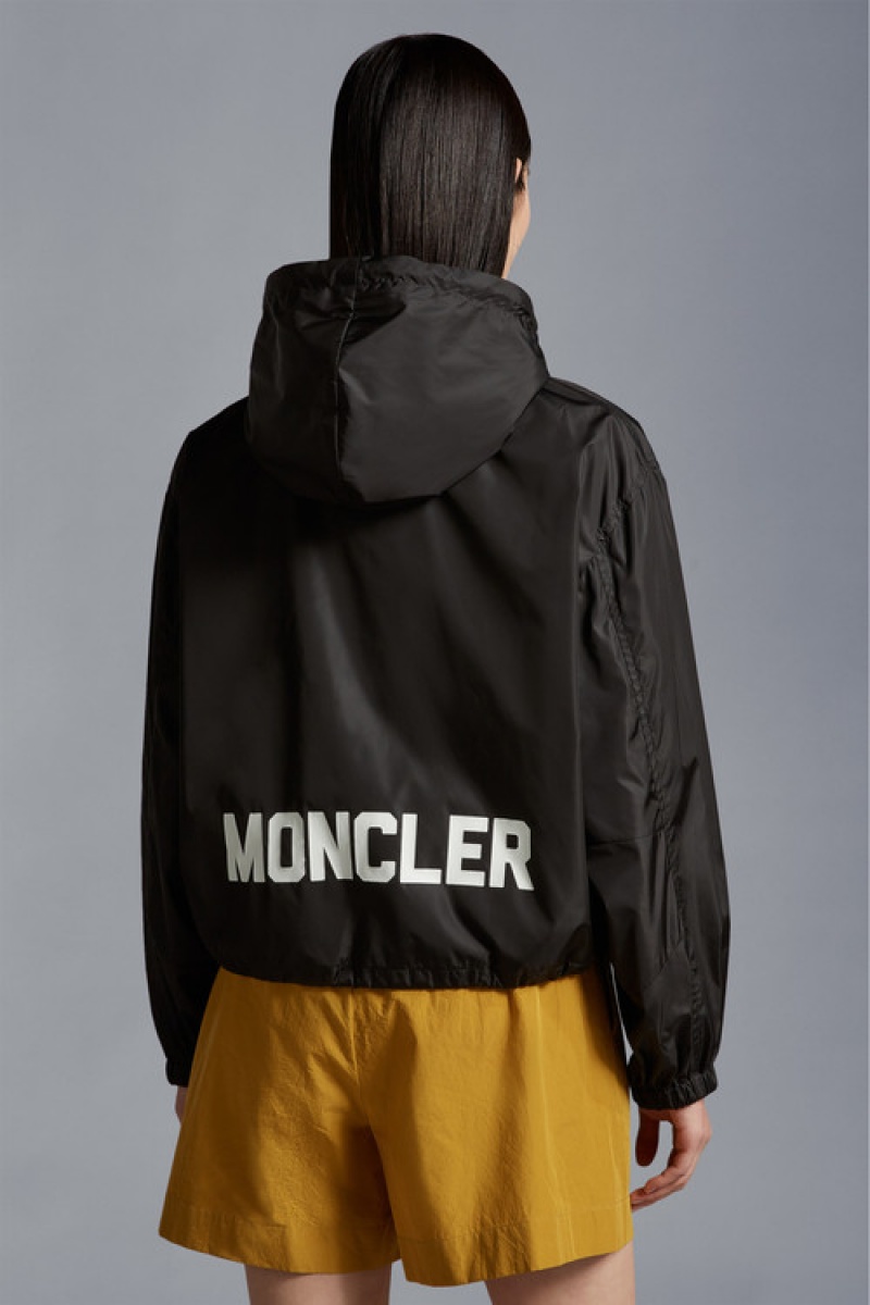 Cortavientos Moncler Vernois Encapuchado Mujer Negros | WGJB-68497