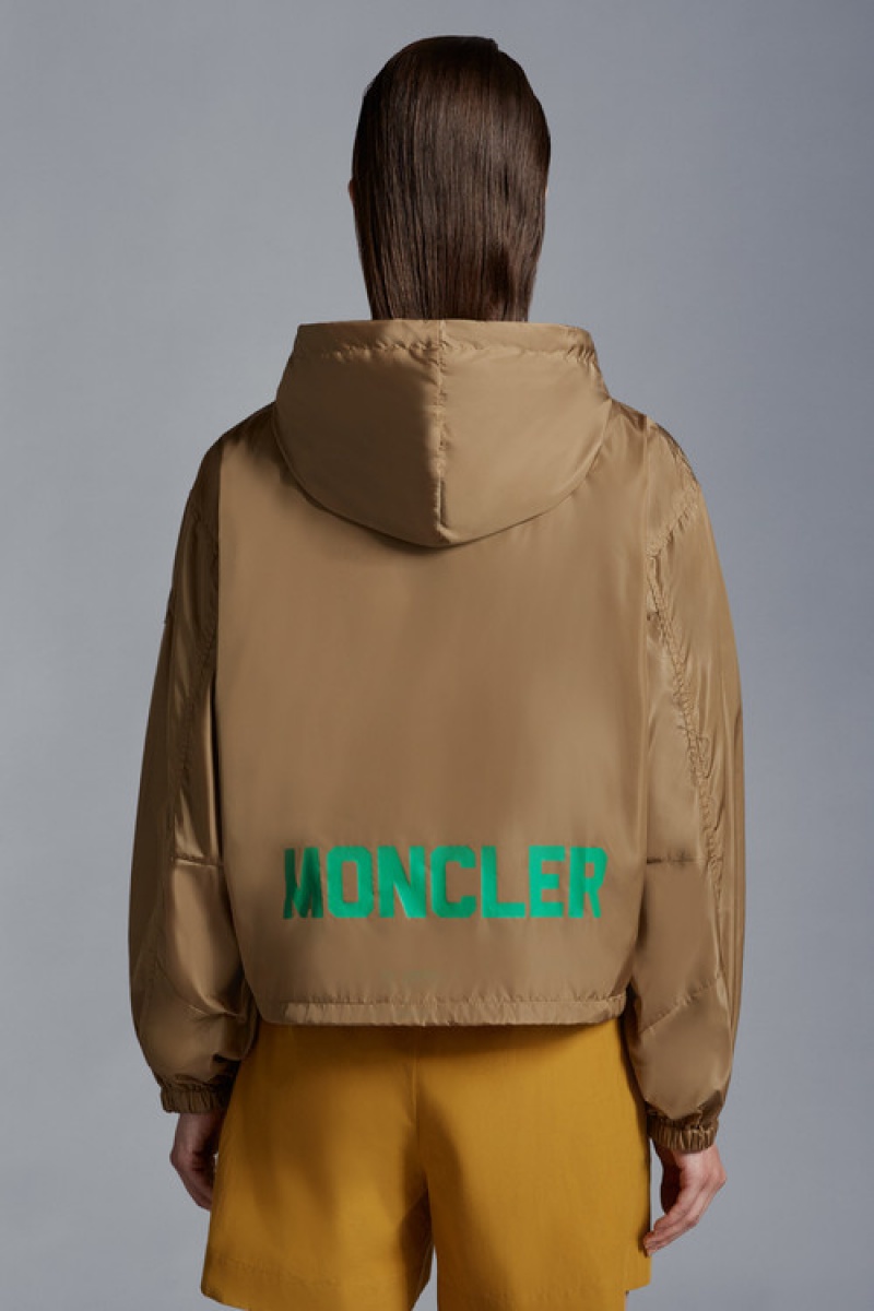 Cortavientos Moncler Vernois Encapuchado Mujer Kaki | UYPA-16057