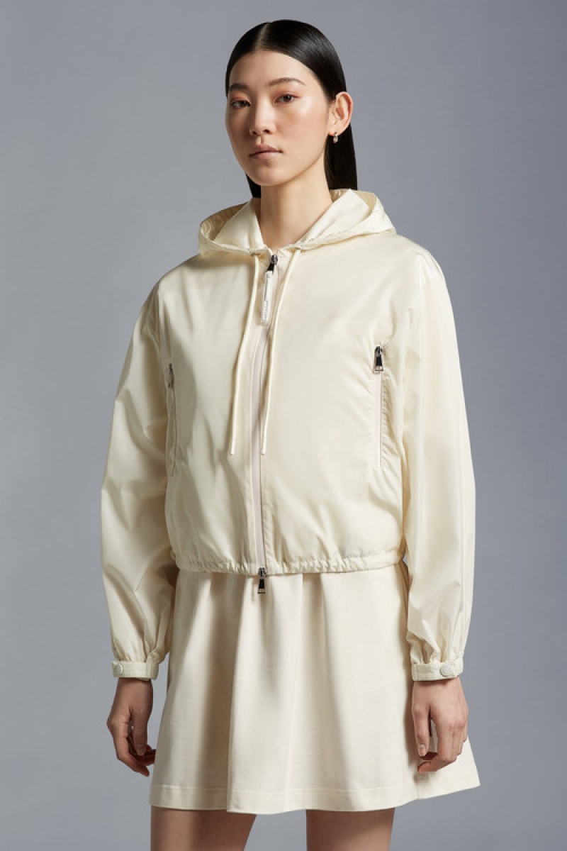 Cortavientos Moncler Vernois Encapuchado Mujer Blancos | KIWD-98326