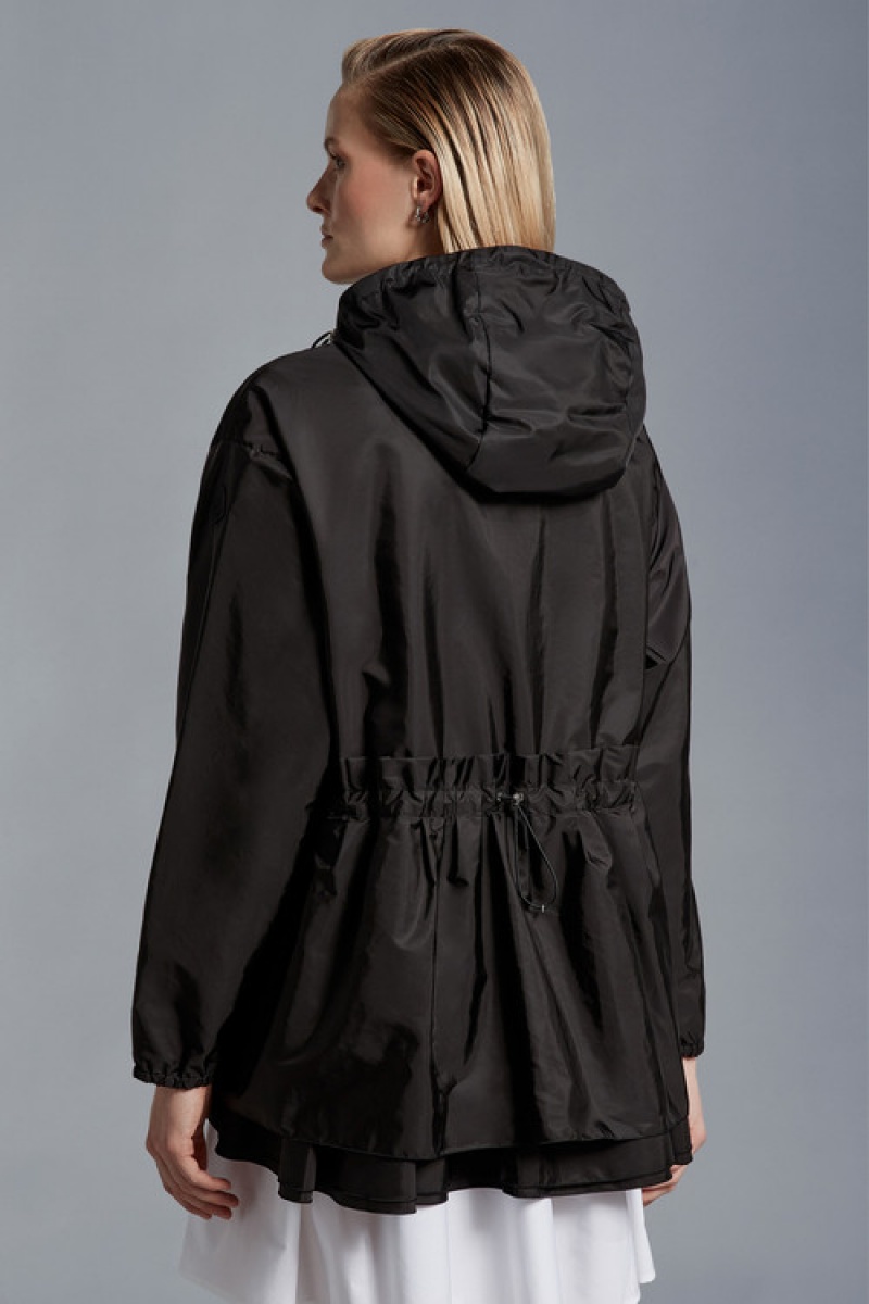 Cortavientos Moncler Wete Encapuchado Mujer Negros | NXWR-86547