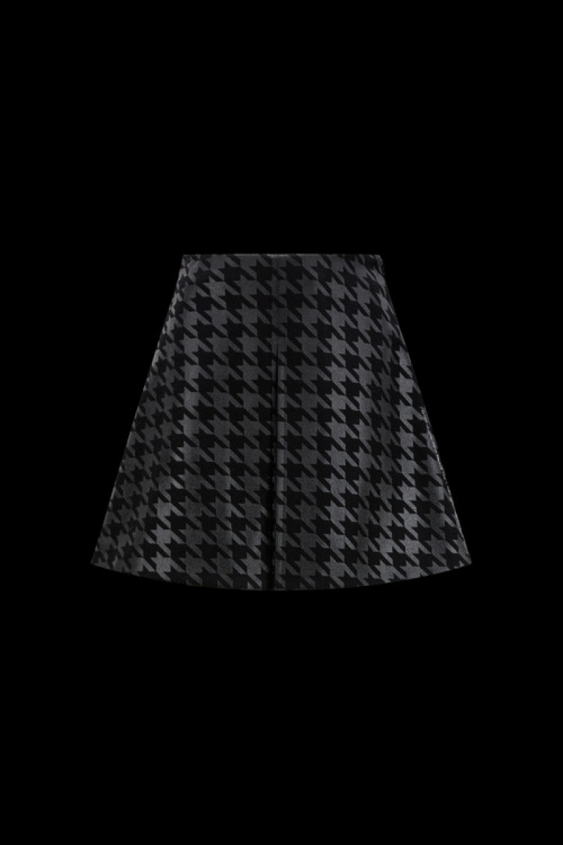 Falda Moncler Houndstooth Mini Mujer Negros Grises | FLBZ-96820