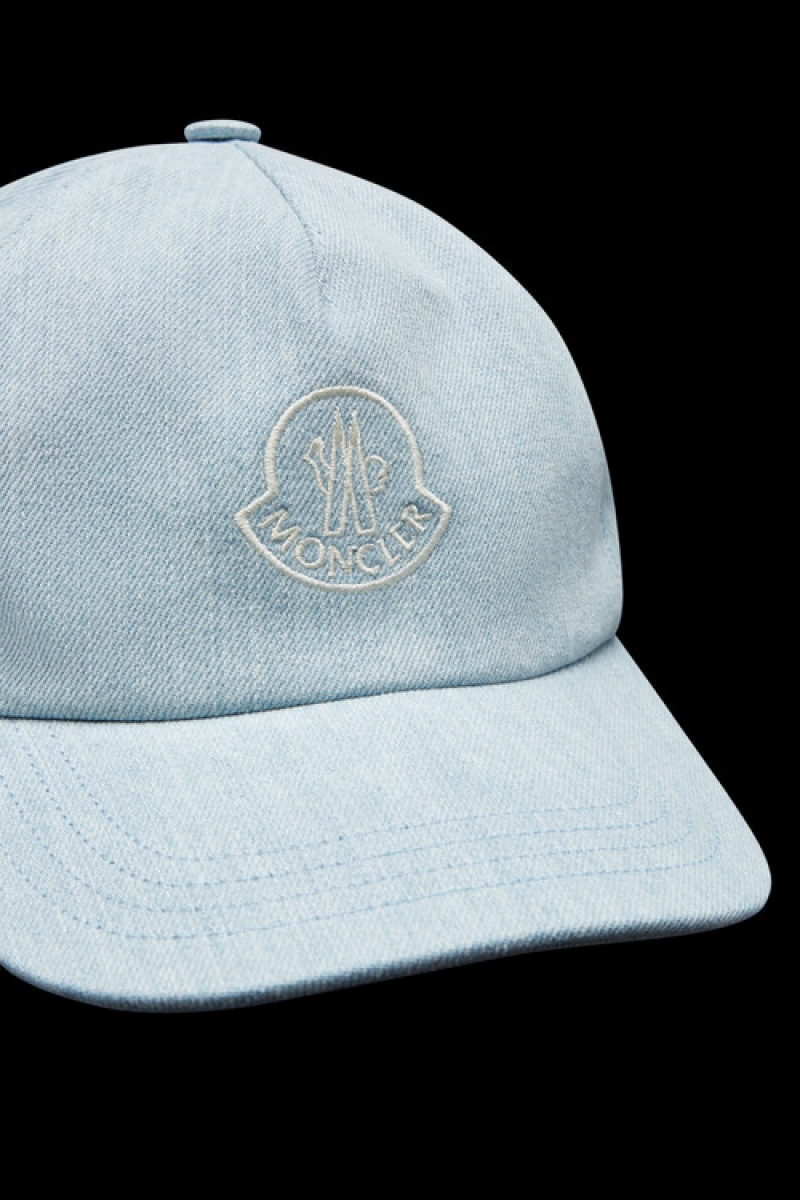 Gorras Moncler Denim Baseball Mujer Azules Claro | UIJP-45720