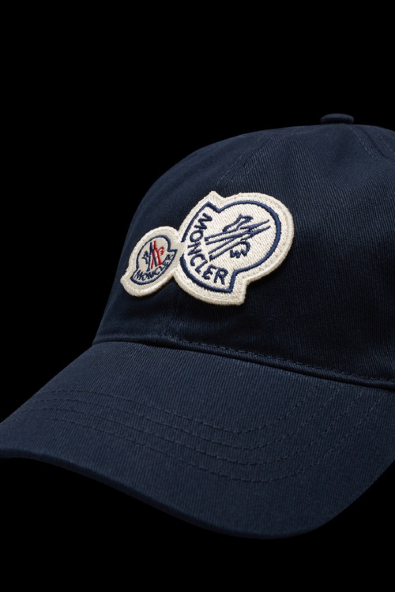 Gorras Moncler Double Logo Baseball Hombre Azules | KDAM-08952