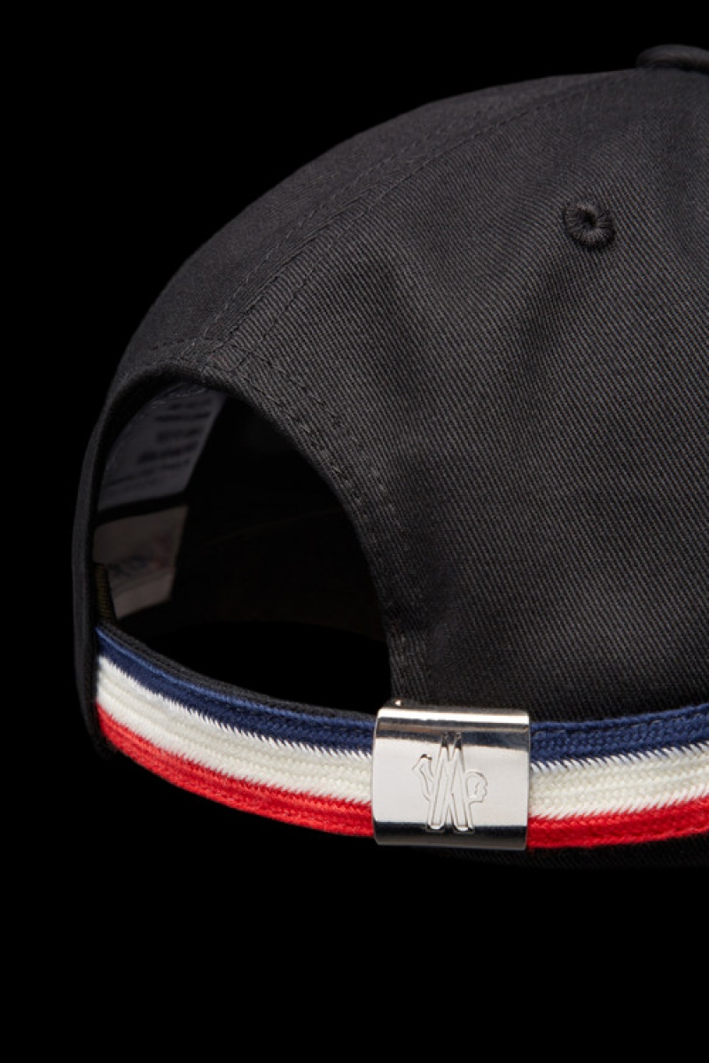 Gorras Moncler Logo Baseball Hombre Negros | EJGD-98416