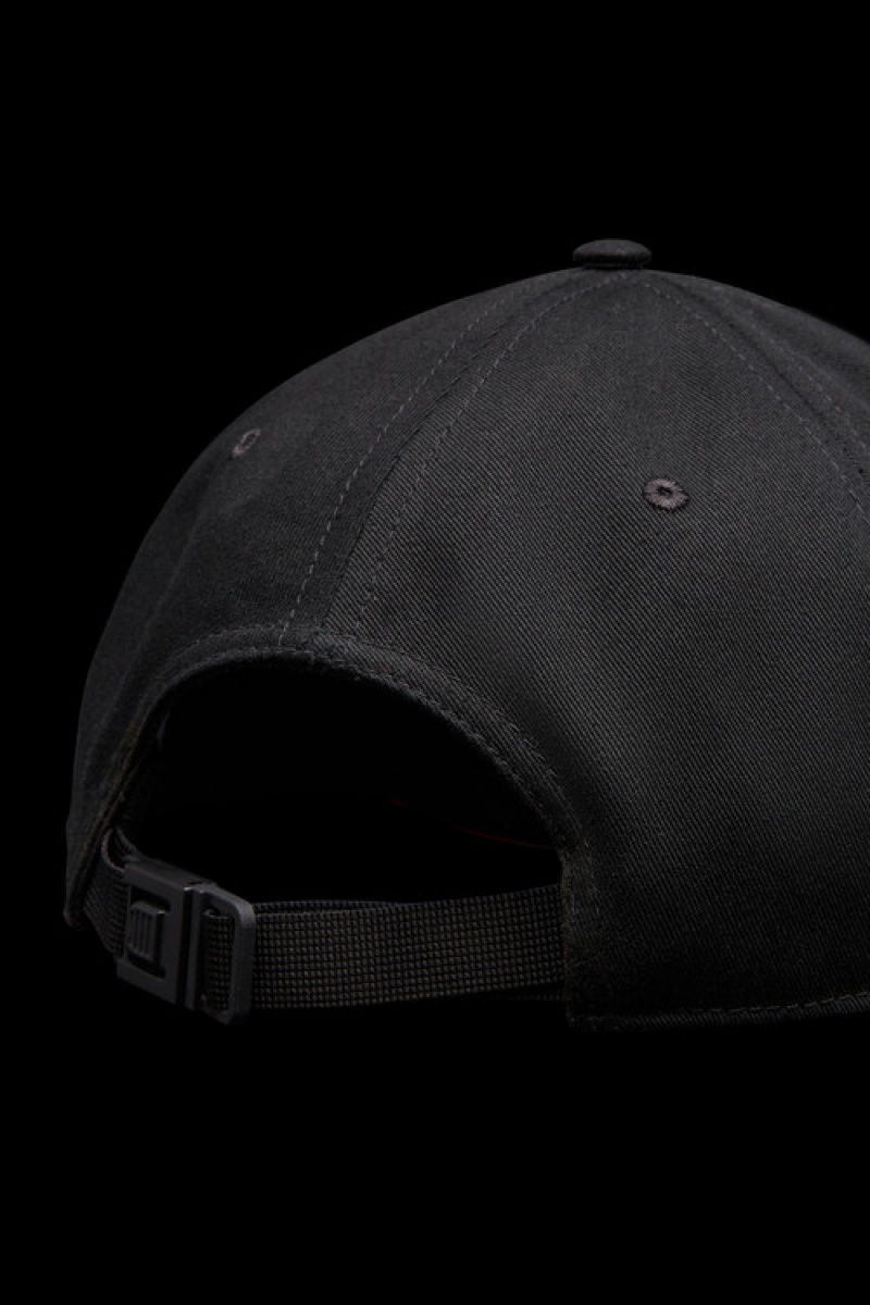 Gorras Moncler Logo Baseball Hombre Negros | KIOS-97602