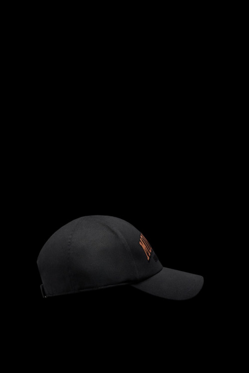 Gorras Moncler Logo Baseball Hombre Negros | DPMN-26359