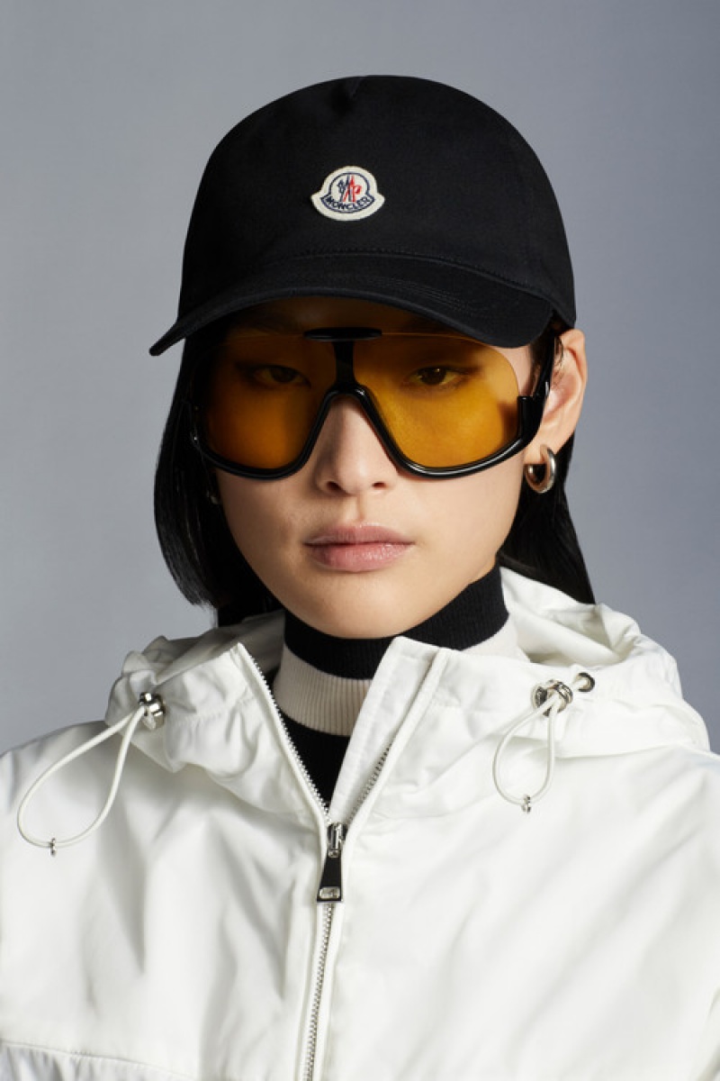 Gorras Moncler Logo Baseball Mujer Negros | RNLD-72948