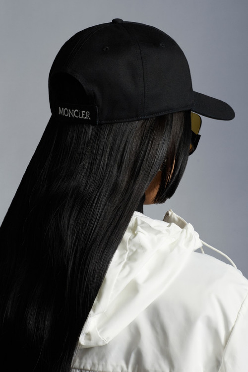 Gorras Moncler Logo Baseball Mujer Negros | RNLD-72948