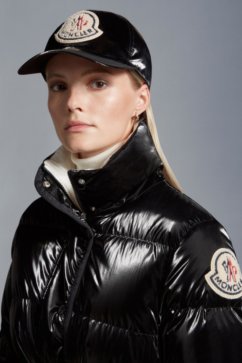 Gorras Moncler Logo Baseball Mujer Negros | HNFX-91832