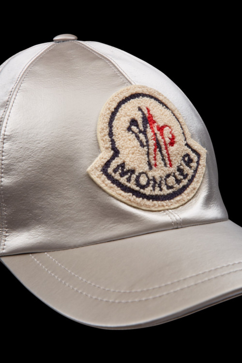 Gorras Moncler Logo Baseball Mujer Plateados | TUMA-23501