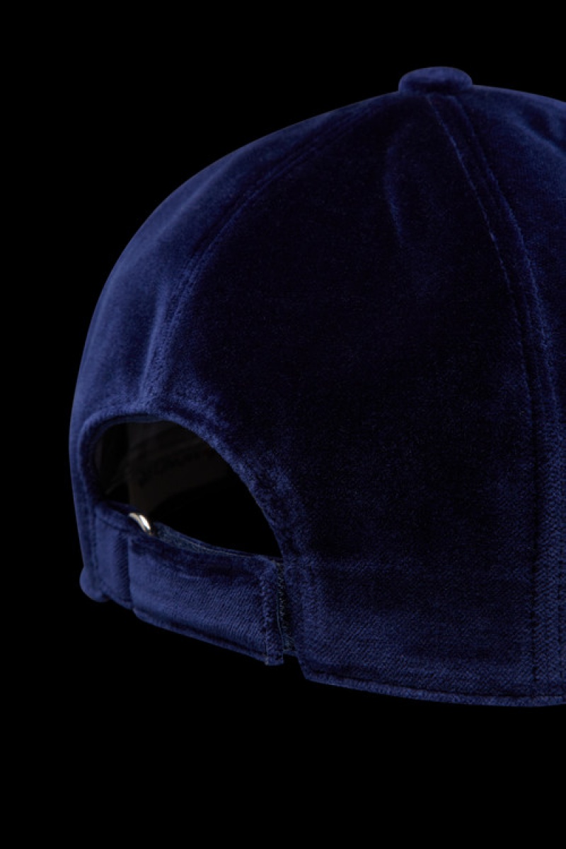 Gorras Moncler Velvet Baseball Mujer Azules Oscuro | TBEG-65083