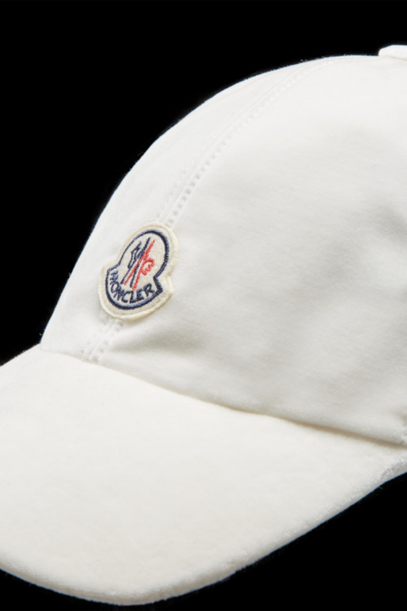 Gorras Moncler Velvet Baseball Mujer Blancos | GYFU-83456