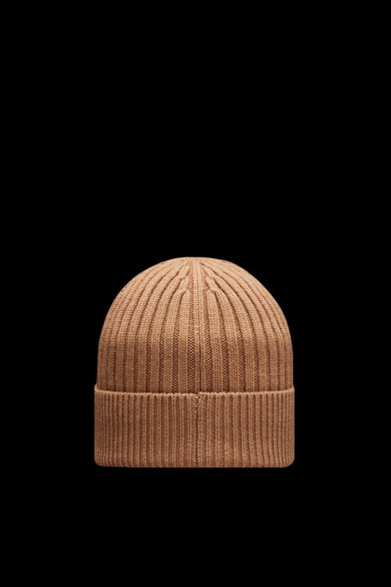 Gorro Moncler Acanalado Knit Lana Hombre Marrom Claro | PRFU-39527