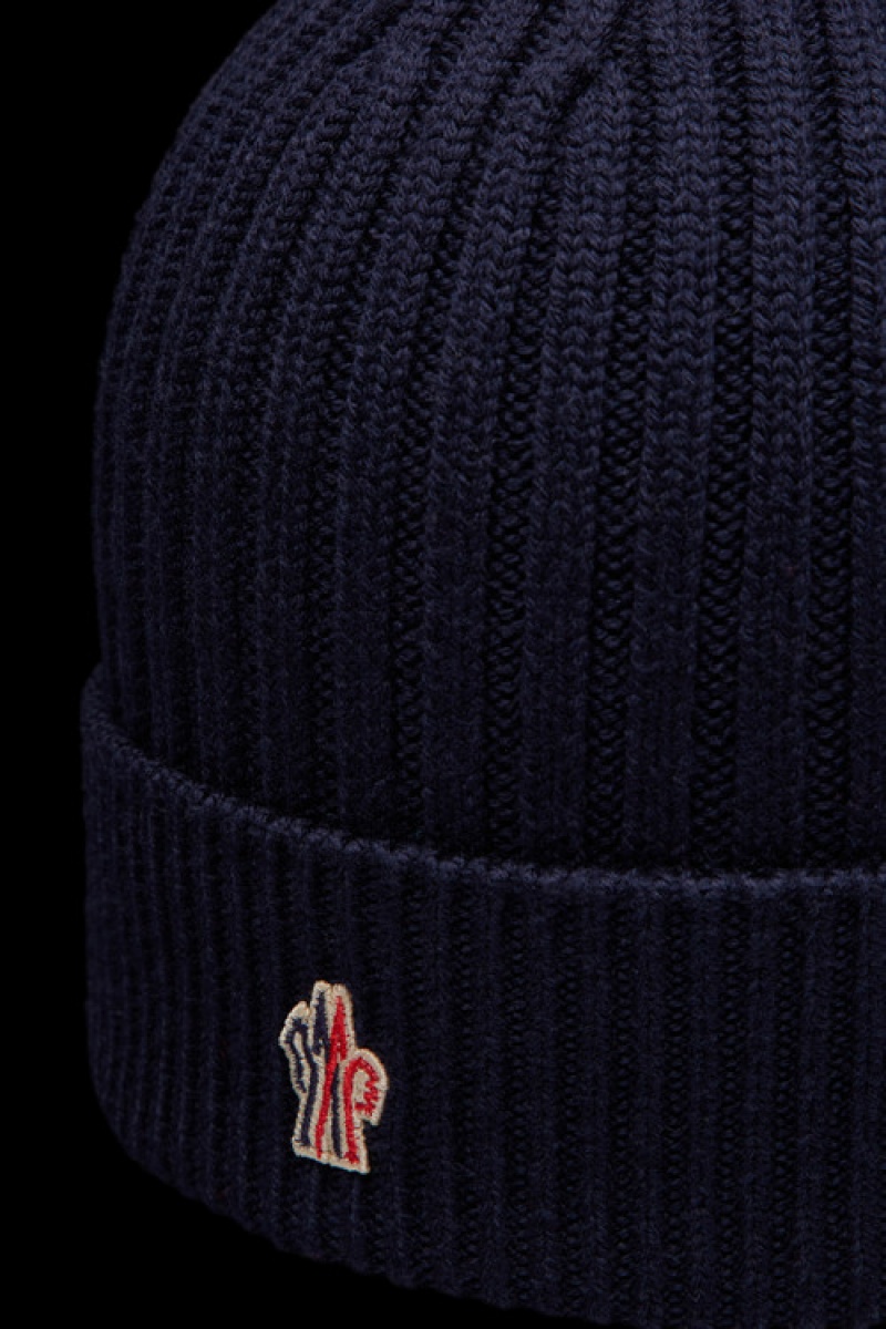 Gorro Moncler Acanalado Knit Lana Hombre Azules | CYWZ-69031