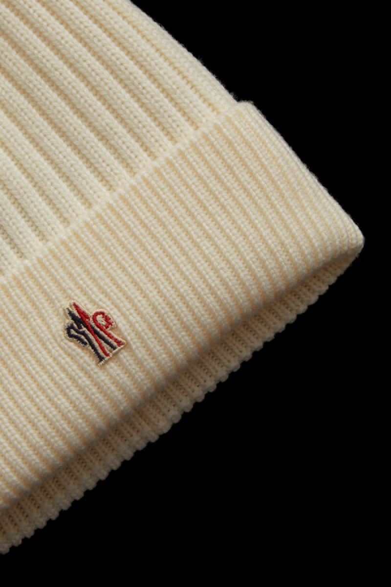 Gorro Moncler Acanalado Knit Lana Hombre Blancos | URID-96185