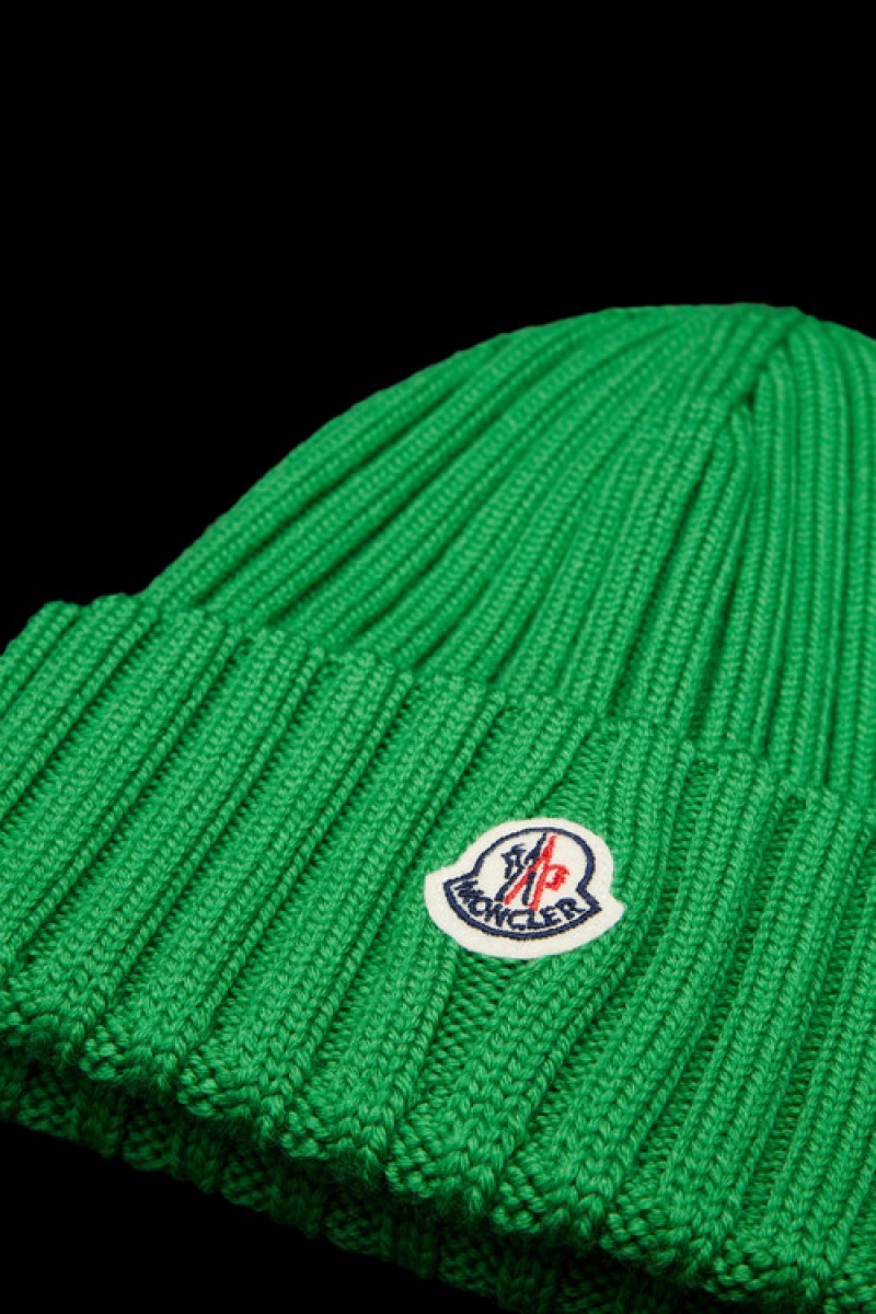 Gorro Moncler Acanalado Knit Lana Mujer Verdes Claro | VQMS-73921