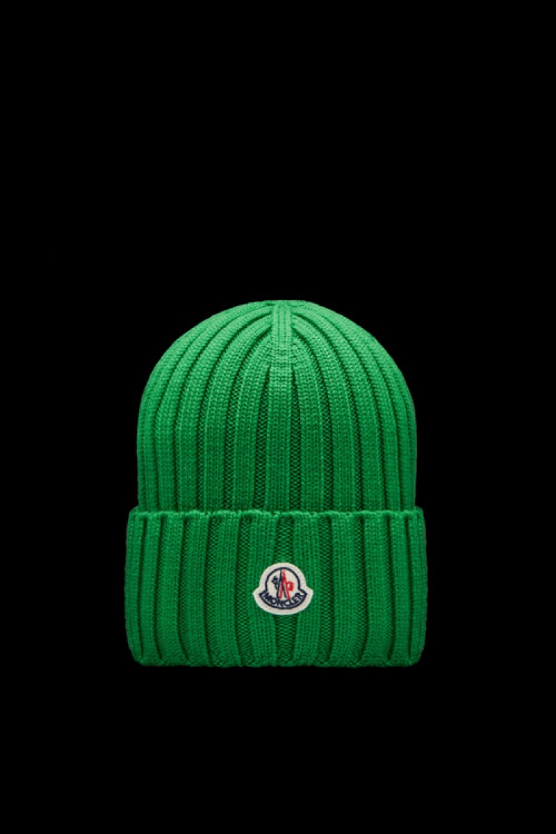 Gorro Moncler Acanalado Knit Lana Mujer Verdes Claro | VQMS-73921