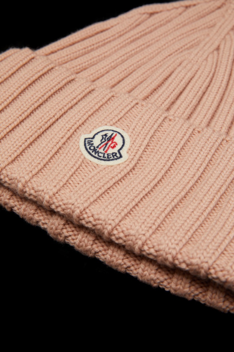 Gorro Moncler Acanalado Knit Lana Mujer Rosas Claro | EUKC-63159