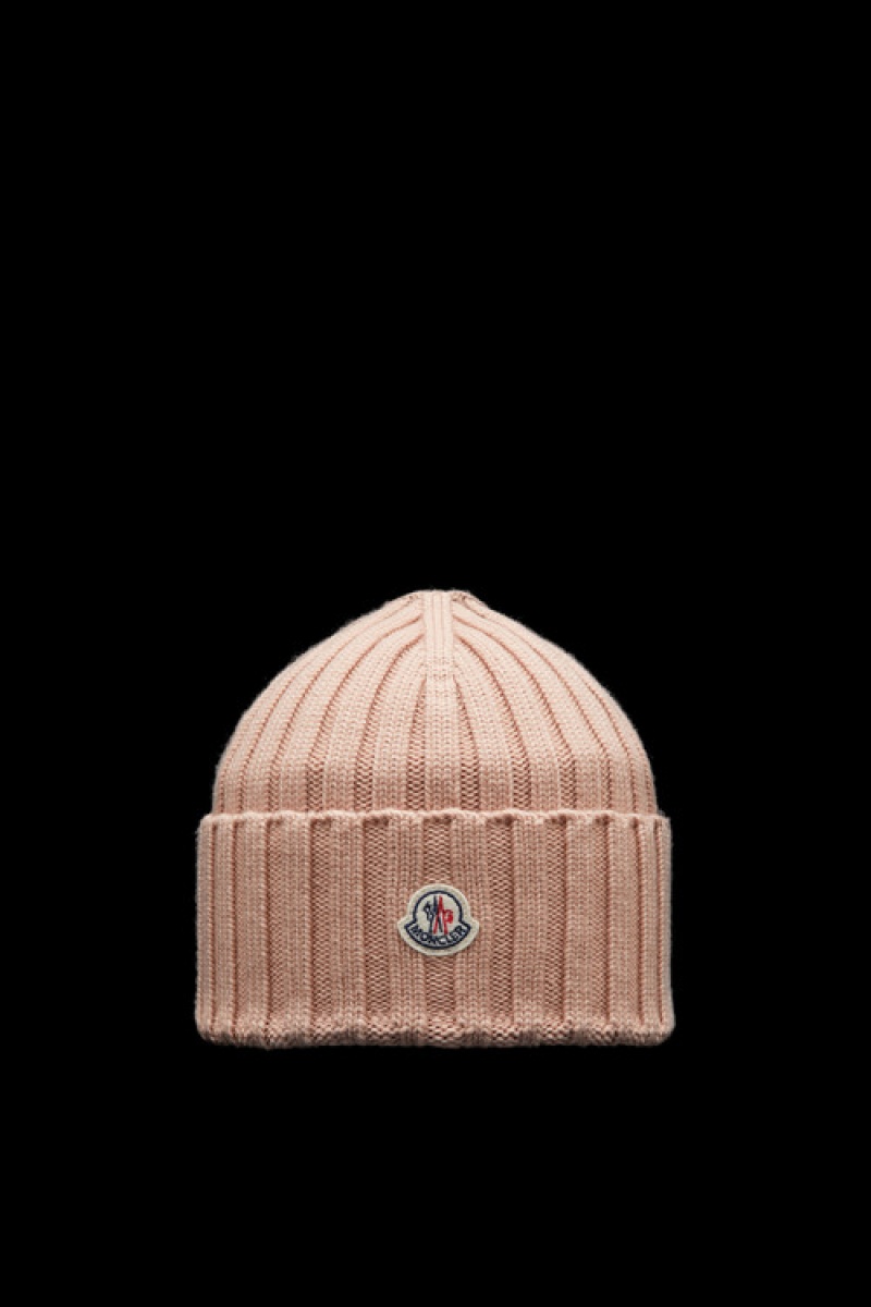 Gorro Moncler Acanalado Knit Lana Mujer Rosas Claro | EUKC-63159