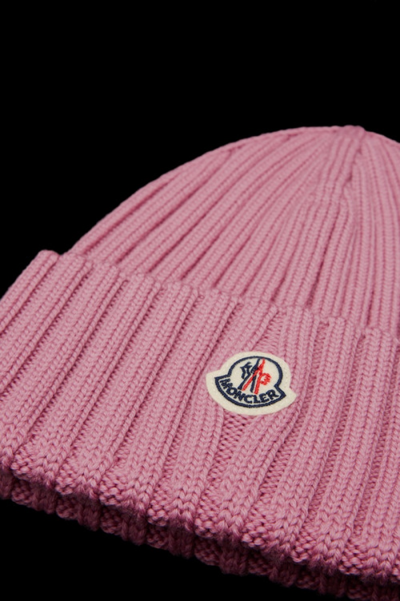 Gorro Moncler Acanalado Knit Lana Mujer Rosas Rosas | FGTU-32194