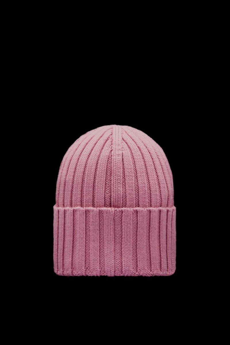 Gorro Moncler Acanalado Knit Lana Mujer Rosas Rosas | FGTU-32194