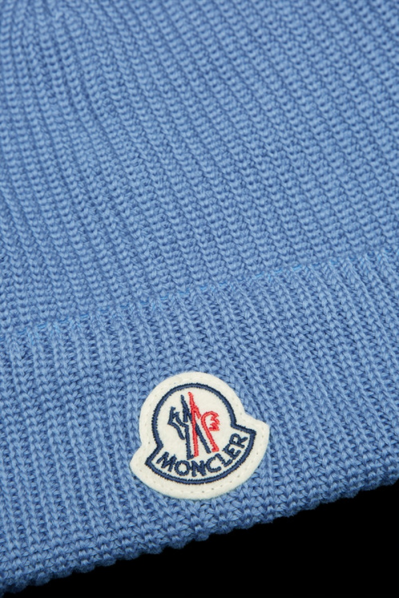 Gorro Moncler Algodon Hombre Azules Claro | NUTB-84356