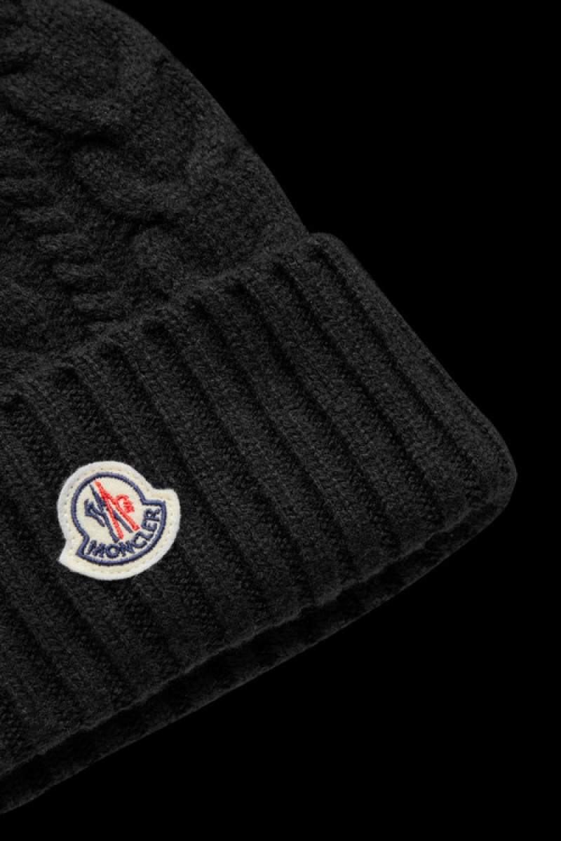 Gorro Moncler Beanie With Pom Pom Mujer Negros | CPVL-76258