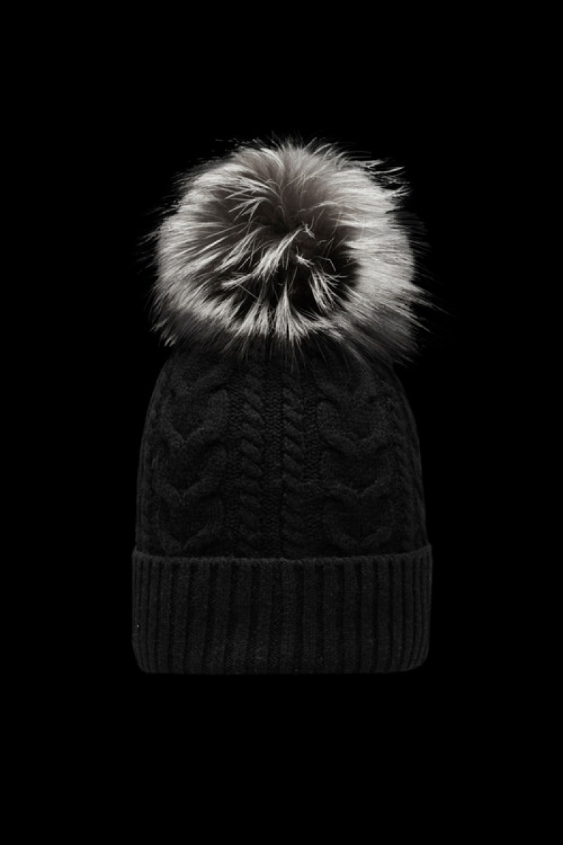 Gorro Moncler Beanie With Pom Pom Mujer Negros | CPVL-76258