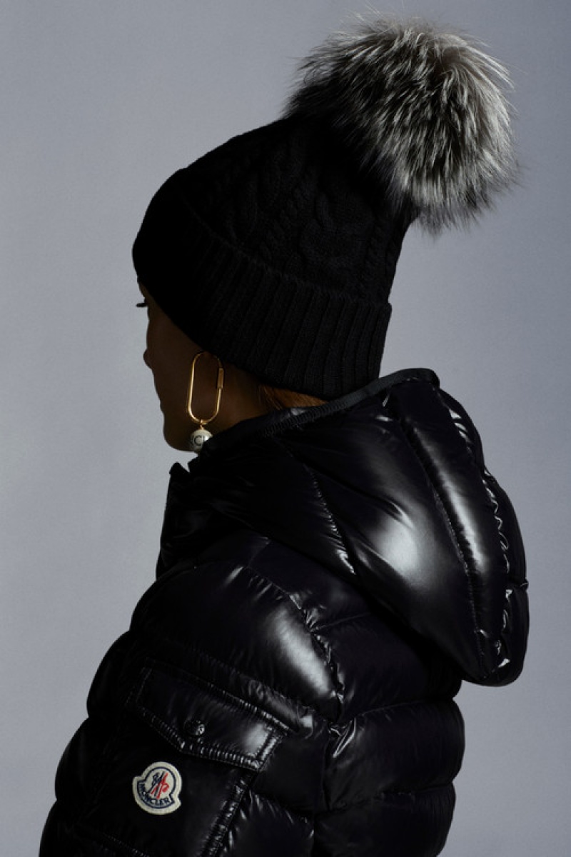 Gorro Moncler Beanie With Pom Pom Mujer Negros | CPVL-76258