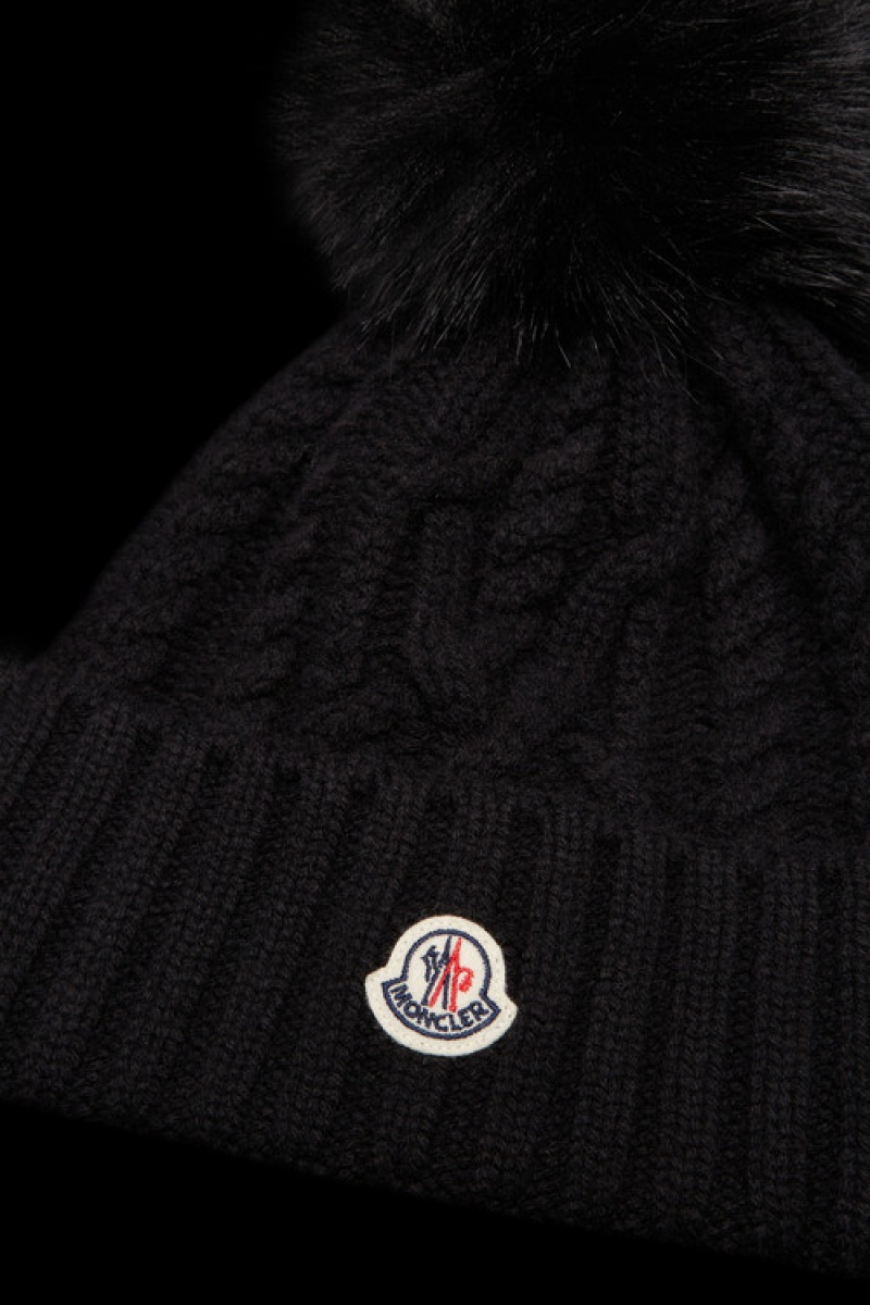 Gorro Moncler Beanie With Pom Pom Mujer Negros | PKGN-29473