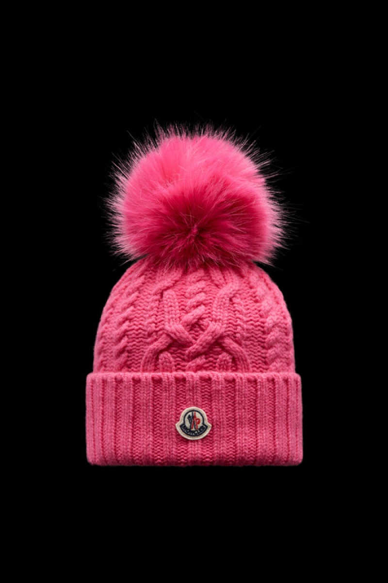 Gorro Moncler Beanie With Pom Pom Mujer Rosas Claro | PIEB-76104