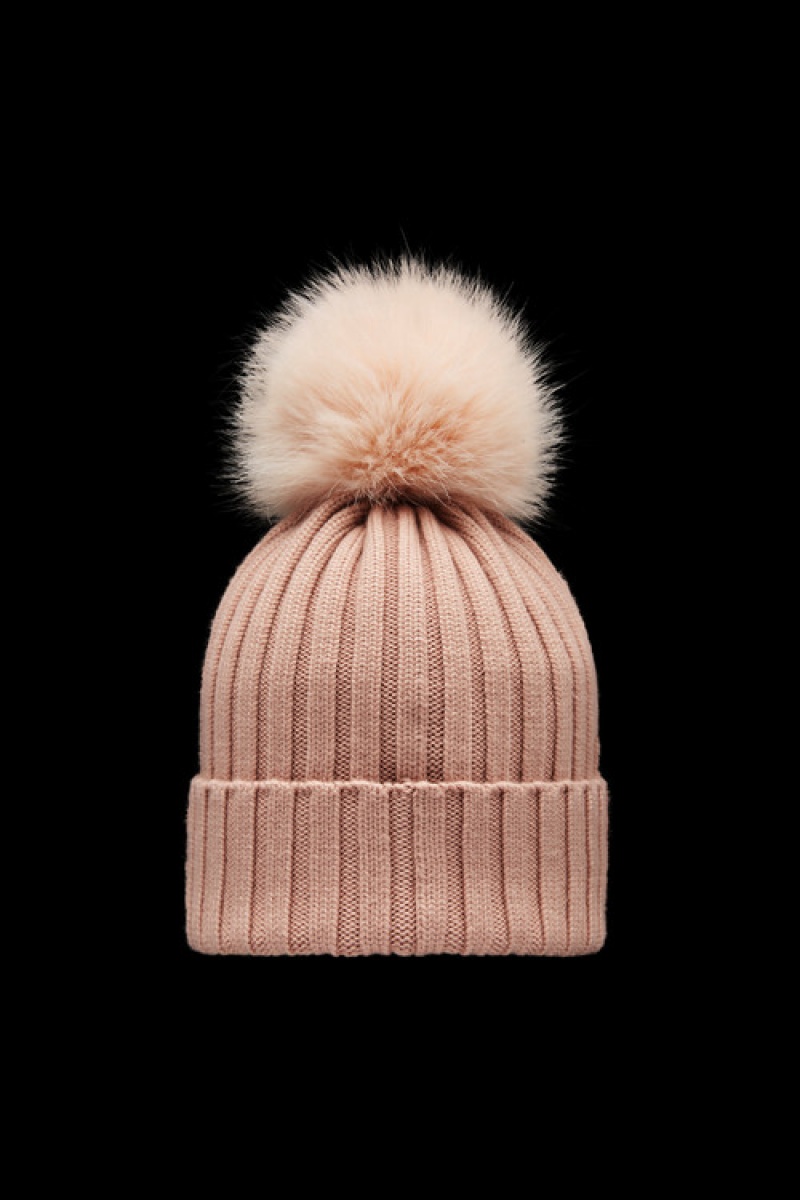 Gorro Moncler Beanie With Pom Pom Mujer Rosas Claro | SZER-67209